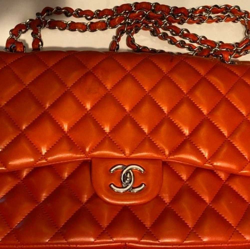 Chanel red jumbo flap bag (purse / pocketbook)